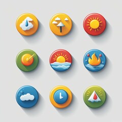 Colorful Weather Icons with Long Shadows