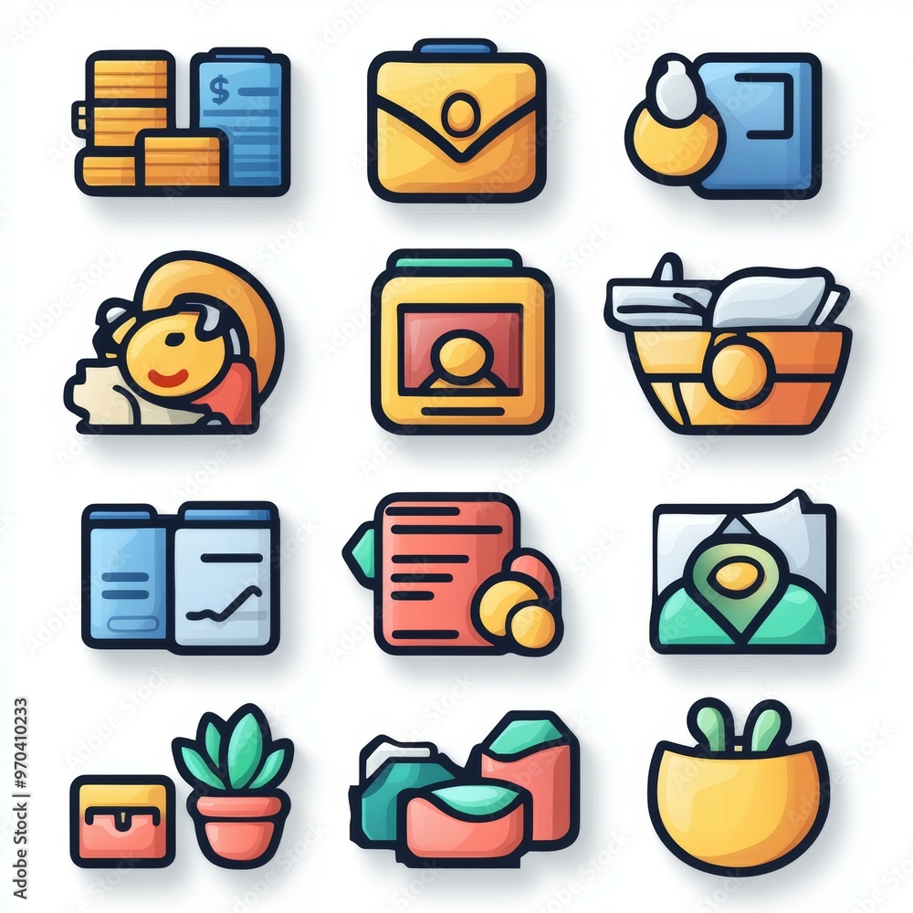 Aufkleber colorful folder icons set for website and app design