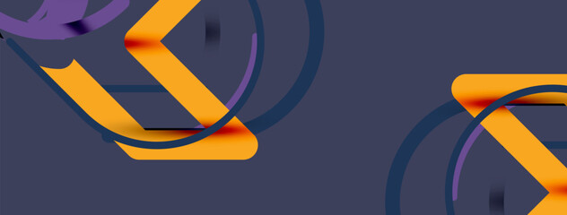 Abstract background. Circles and colorful round shape lines. Linear geometric minimal design