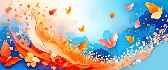 Fototapeta premium Butterfly Dreamscape, Colorful Fantasy, Nature's Ballet background mosaic texture color gradient with copy space