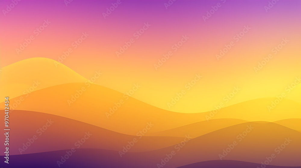 Poster yellow and purple gradient for background with smooth transition and copy space