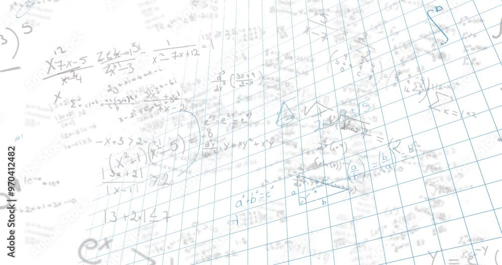 Poster animation of mathematical data processing on white background