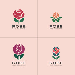 Modern elegant Rose flower logo design.