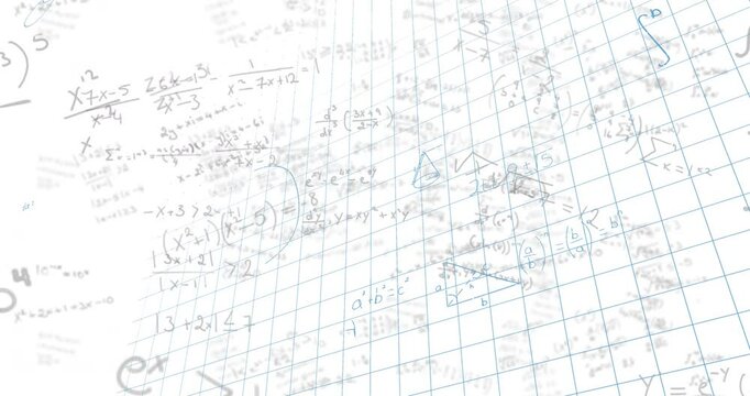 Animation of mathematical data processing on white background