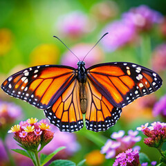 Naklejka premium monarch butterfly on flower