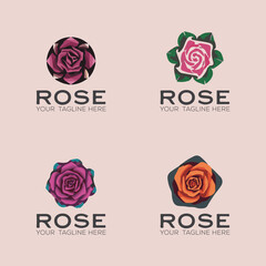 Modern elegant Rose flower logo design.