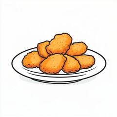 A generous serving of crispy chicken nuggets is presented on a white plate, perfect for sharing during a casual get-together or family meal