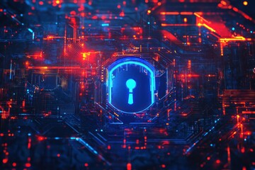 Obraz premium Cyber Security - Digital Lock