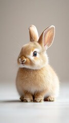 Fototapeta premium Rabbit against an isolated background, with its detailed fur and delicate form prominently displayed in a minimalistic environment.