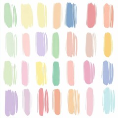 A collection of soft pastel swatches fills a grid, featuring an array of colors perfect for creative projects like painting and graphic design