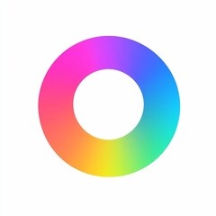 This design features a large colorful circle with a smooth gradient blending pink, blue, and green, creating a dynamic visual on a white backdrop