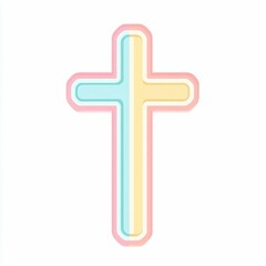 This colorful pastel cross illustration features layered effects, creating a soft visual appeal ideal for various religious and decorative uses