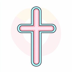 Fototapeta premium A stylized cross with vibrant pastel colors serves as a contemporary symbol, ideal for expressing faith or spiritual beliefs in a modern aesthetic