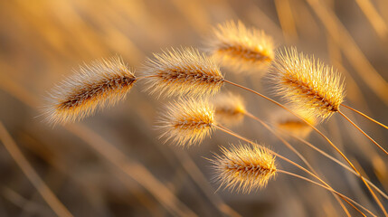 Obraz premium A close-up of a flowering Australian spinifex grass, with its distinctive seed heads and spiky appearance, set against a dry, sandy backdrop 