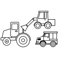 bulldozer tractor truck outline coloring book page line art drawing