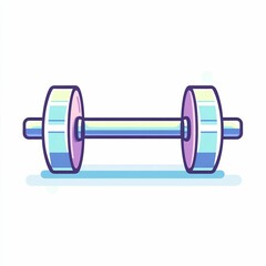This colorful cartoon dumbbell features a vibrant design resting on a flat surface against a gradient background, perfect for fitness and gym themes