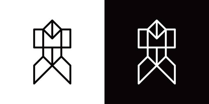 折り紙のはかま付やっこさんシンプルなラインアイコン