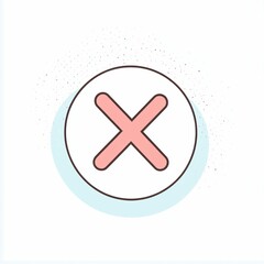 Obraz premium A circular symbol displays a pink cross at its center, conveying a message of rejection or cancellation against a simple light backdrop