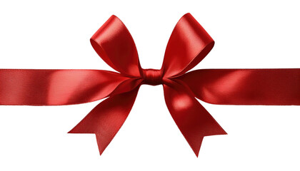 Fototapeta premium Red Satin Ribbon Bow Isolated on Transparent Background