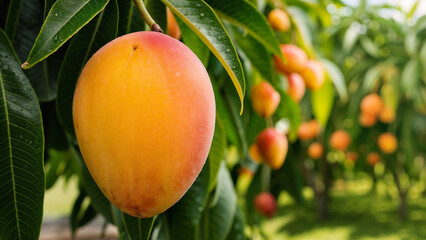 Mango Fruit hanging on the mango tree