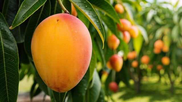 Mango Fruit hanging on the mango tree