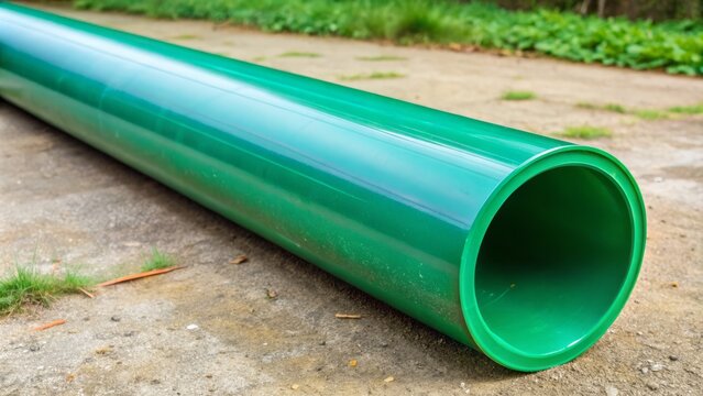 A pvc water pipe in a cylindrical shape with a length of 12 inches and a diameter of 1 inch, green color