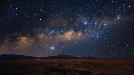 Stargazing in the Atacama Desert, Chile, offers an unparalleled view of the night sky, with countless stars twinkling against the deep blackness. The clear, dry air of the desert provides perfect 