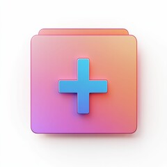 Fototapeta premium A vibrant plus symbol sits prominently on a smooth gradient background, showcasing modern digital design elements and color contrasts, icon