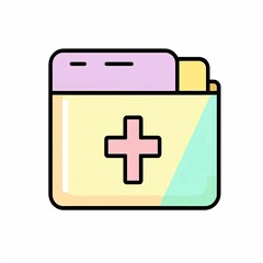 Fototapeta premium This illustration features a vibrant medical folder icon that symbolizes the digital storage of health records, promoting efficient healthcare management, icon