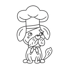 Chef dog funny cute cartoon vector  line art