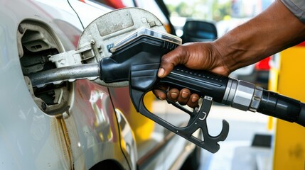 Hand Holding a Gas Pump Nozzle