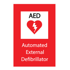 AED,automated external defibrillator aed sign with heart