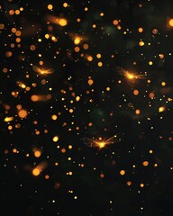 Fototapeta premium Golden lightflies on black