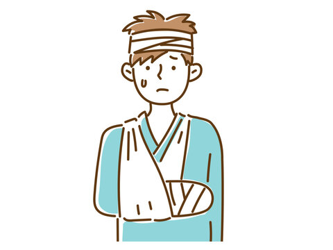 injured person with bandage and arm sling clip art preview