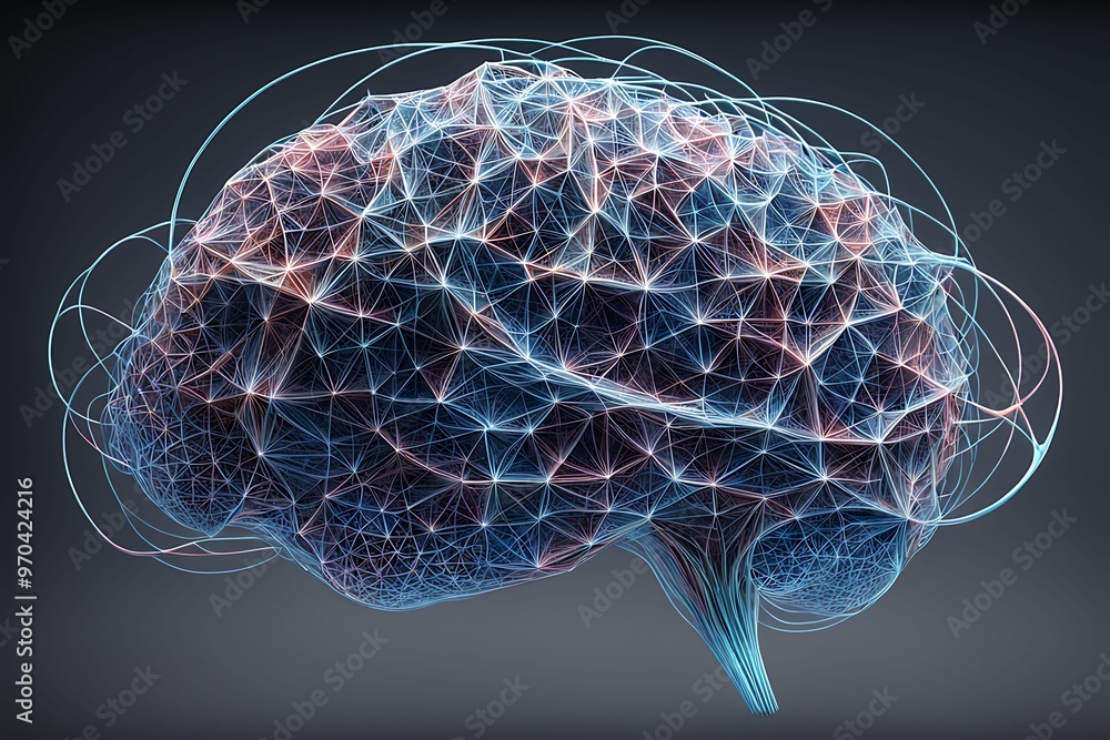 Poster abstract brain with interconnected lines