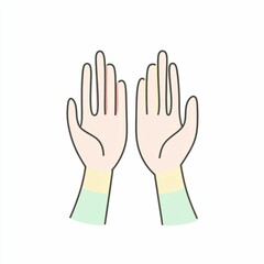 Fototapeta premium Two hands are positioned with palms facing upward, symbolizing openness and communication in a clean, simple design against a white background