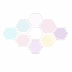 A collection of pastel hexagons is arranged against a clean white background, offering a visually pleasing layout for design projects or artistic inspiration