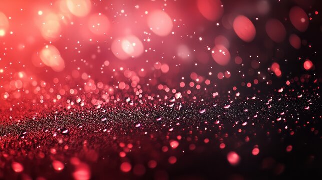 Stunning red bokeh effect with glimmering light particles, creating a festive and enchanting abstract background. - Powered by Adobe
