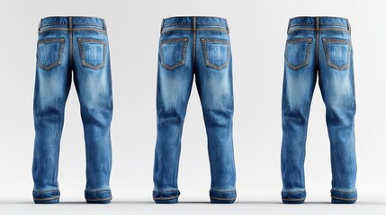 Jeans clipart, element, 3D illustration, realistic, isolated on white background