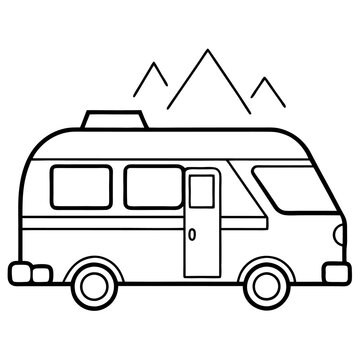 recommend clip art: camping bus outline coloring book page line art drawing