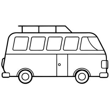 recommend clip art: camping bus outline coloring book page line art drawing