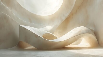 The image features abstract geometric shapes with soft edges, blending light and shadow