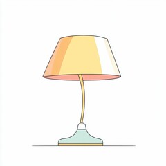 Fototapeta premium A stylish table lamp features a colorful shade and sleek base, providing warm illumination against a minimalist white backdrop, ideal for modern interiors