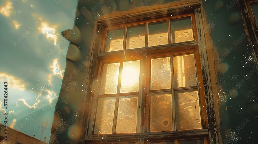 Wall mural sunlight streams through a window.