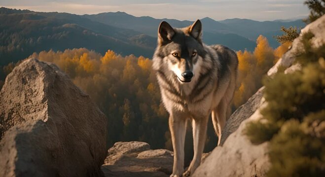 wolf on a rock