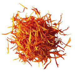 Naklejka premium A pile of vibrant saffron threads used as a spice and coloring agent in cooking.