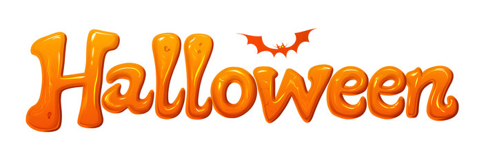 Fototapeta premium Vector dark orange Halloween text Halloween in the style of Spooky, Larry RuntimeException-style font, on a solid white background