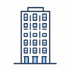 A contemporary office structure stands tall, featuring several windows and a simple facade, reflecting modern architectural style in an urban environment