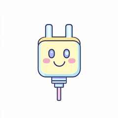 Obraz premium A cheerful cartoon outlet plug features a smiling face, designed to bring a fun and lively vibe to electrical settings, appealing to all ages