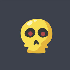 golden skull in flat vector design.